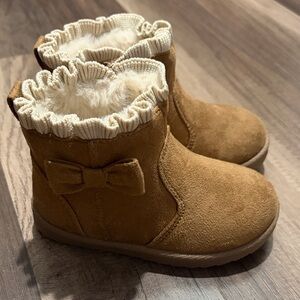Cozy Brown Kids Boots with Bow